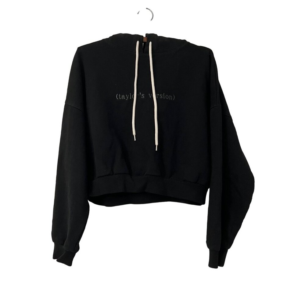 GAP Taylors Version Embroidered Black Cropped Pullover Hoodie Sweater Size Small